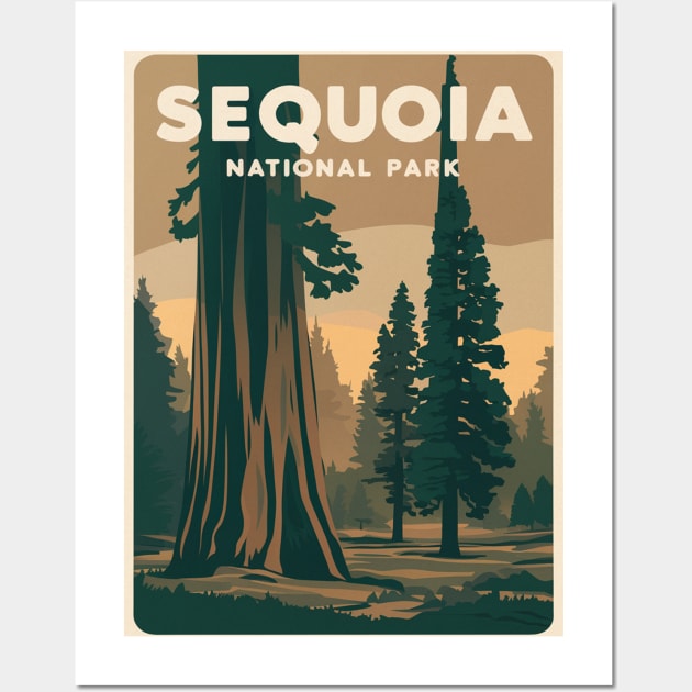 Retro Vintage Sequoia National Park California Wall Art by Perspektiva